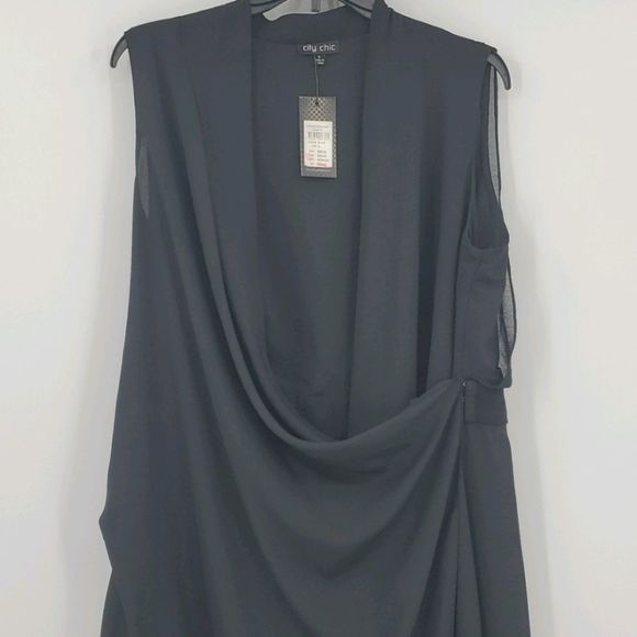 City Chic Elegant Black Asymmetrical Dress - Picture 4 of 16